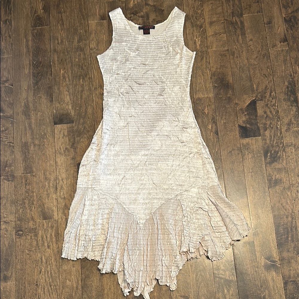 Cream Asymmetrical Tiered Scoop Neck Dress